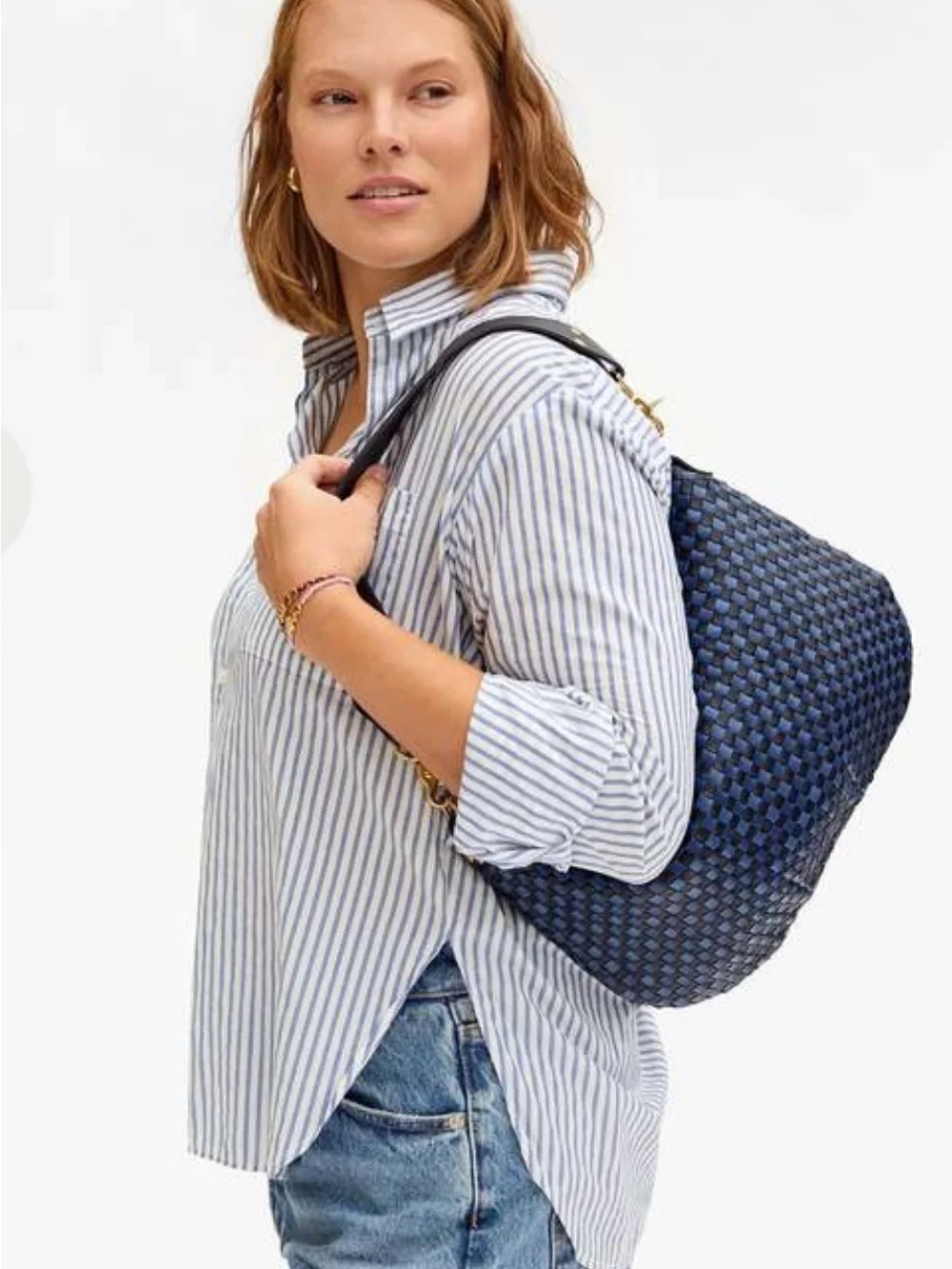 Clare V Moyen Messenger - Brand New with Tags! Checker Blue / Black Bag